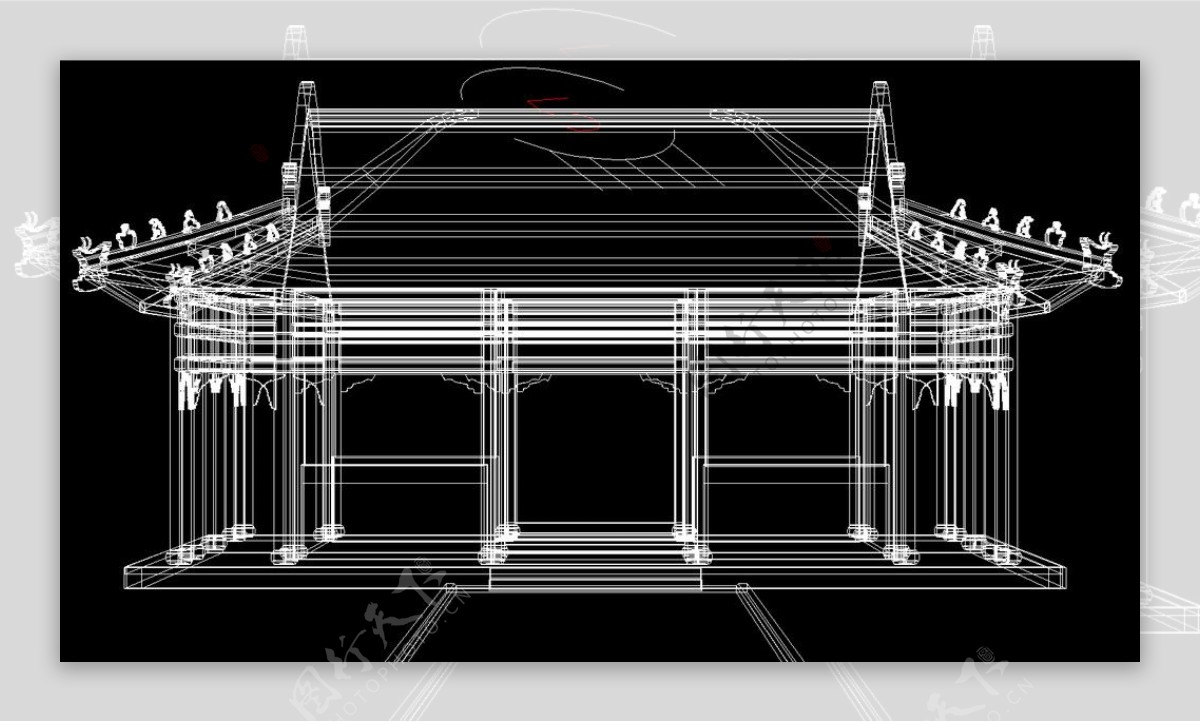 古建庙宇三维图图片