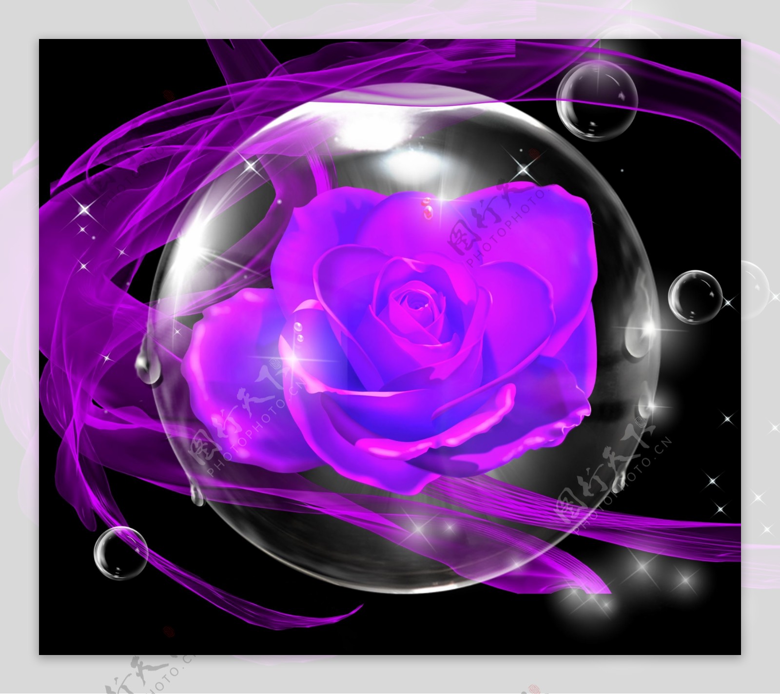 紫色梦幻水晶球玫瑰图片