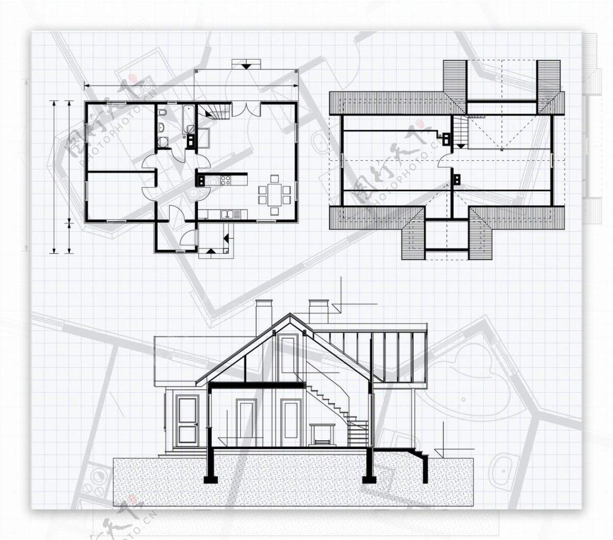 别墅建筑工程图图片