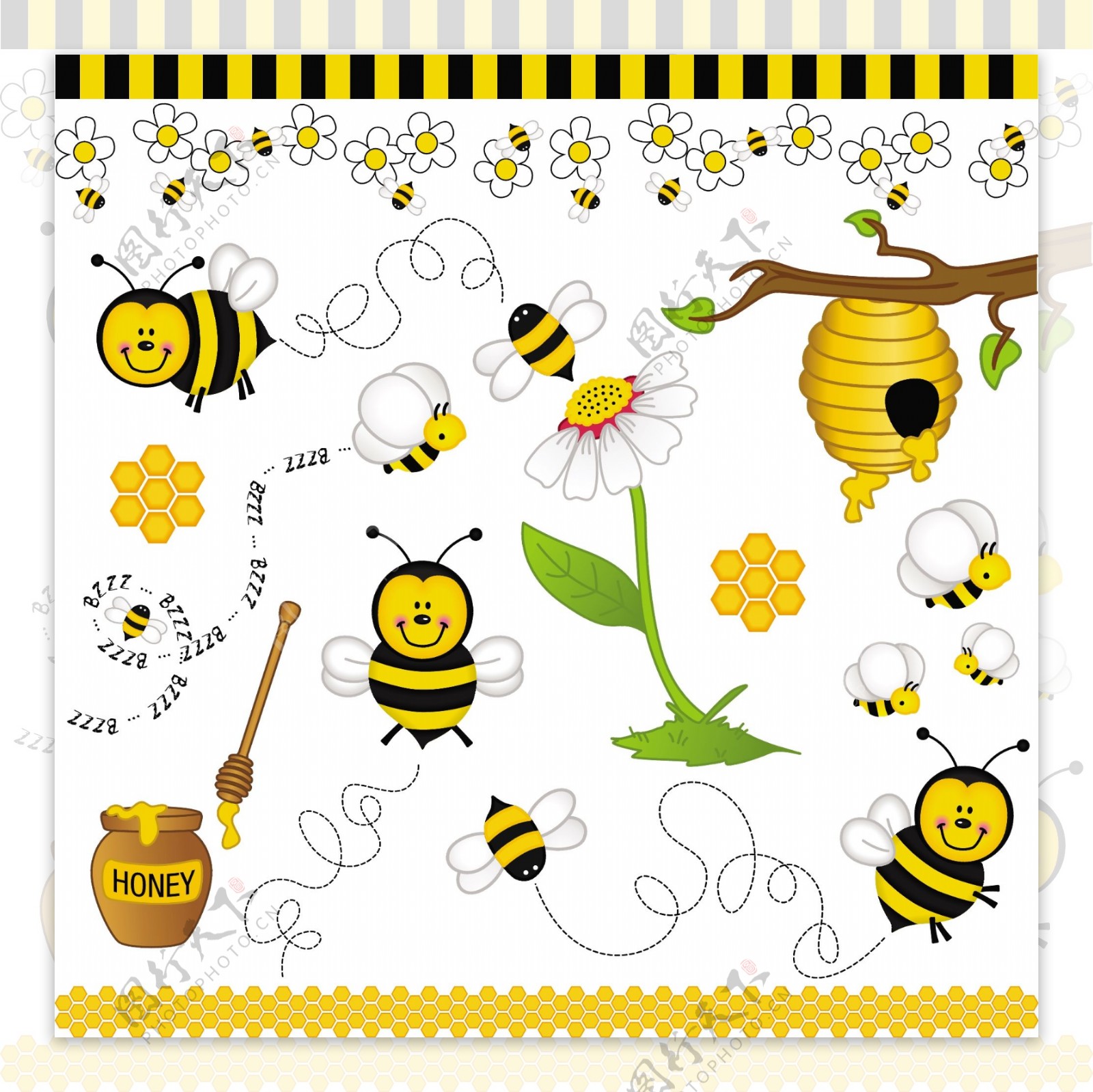 小蜜蜂花朵蜂蜜图片