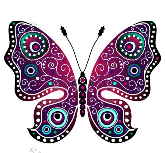 时尚花纹蝴蝶矢量素材图片