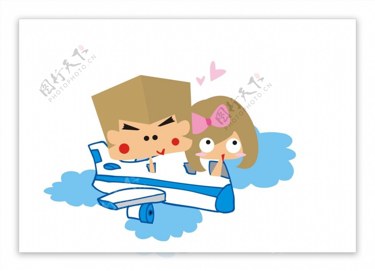 坐飞机的情侣图片