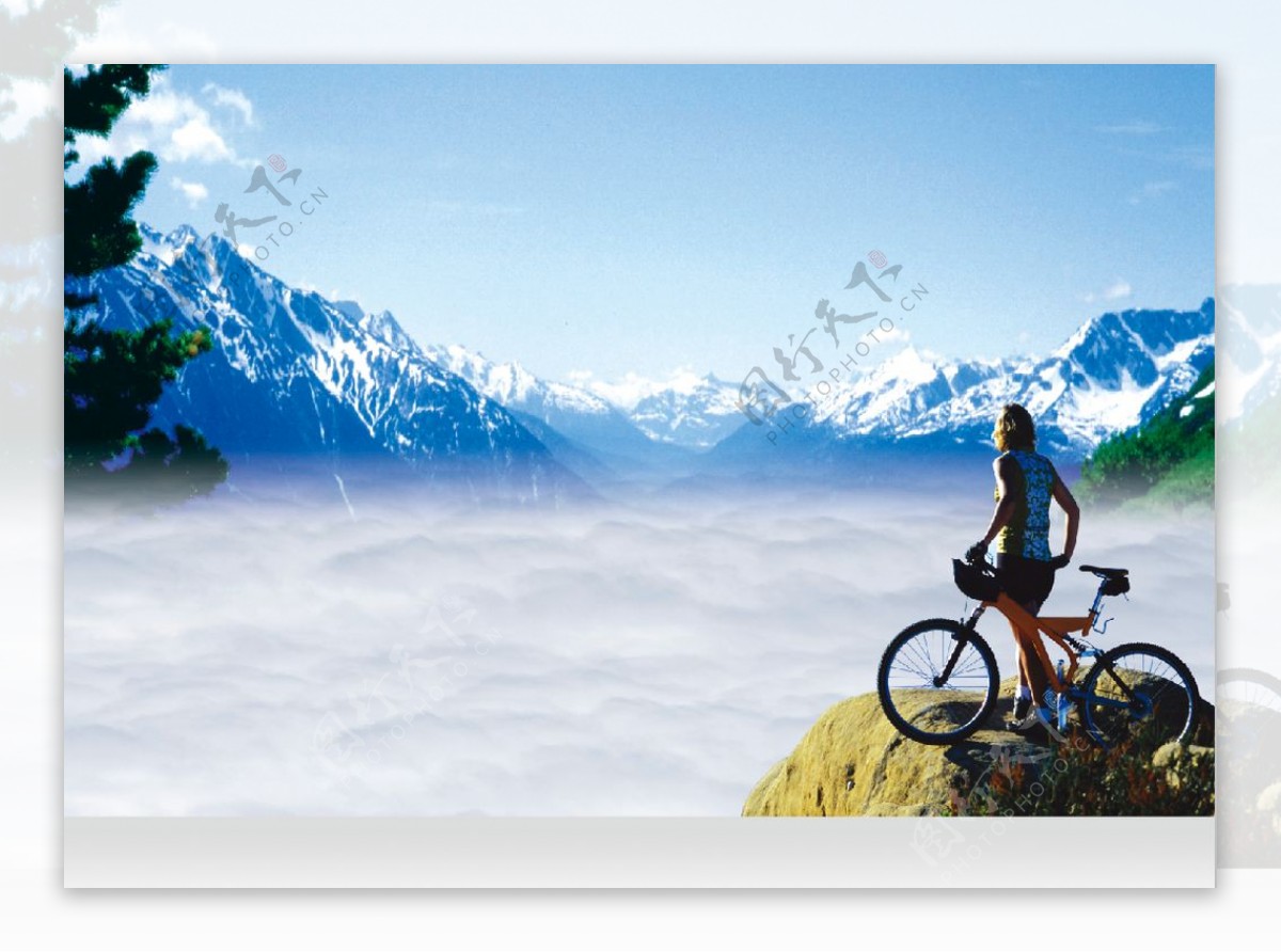 自行车骑行活动背景画图片
