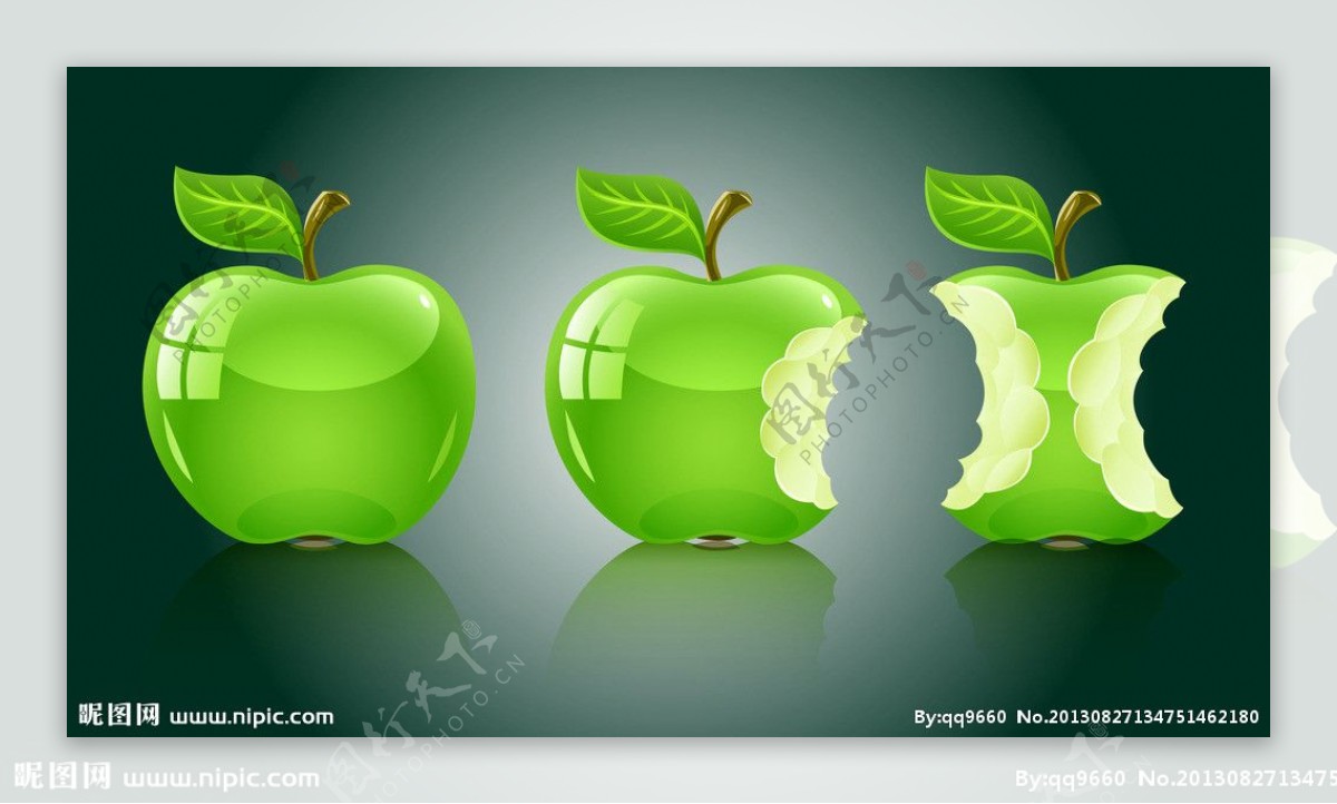 精美绿色苹果矢量素材图片