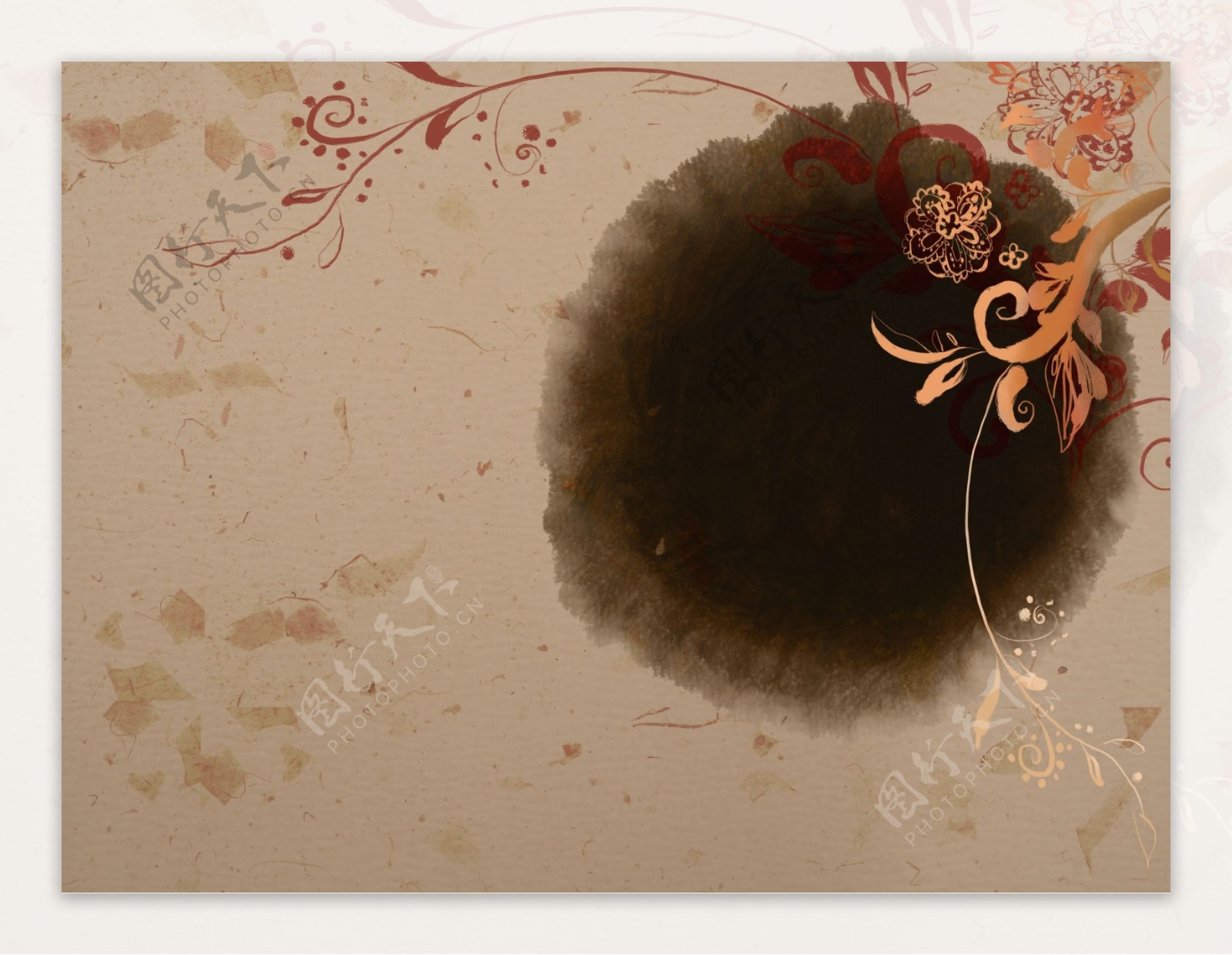 古典花纹水墨背景图片