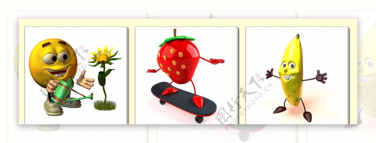 无框画餐厅卡通水果图片
