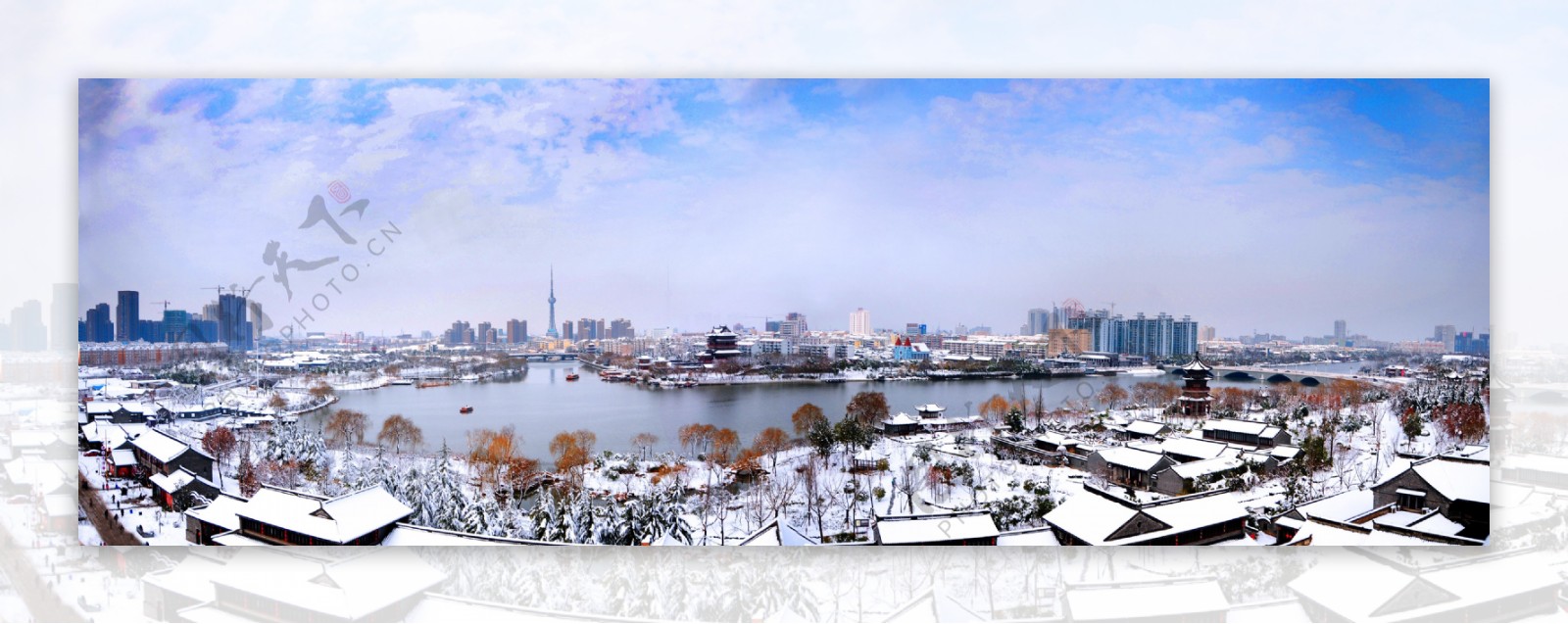 泰州东城河雪景图片