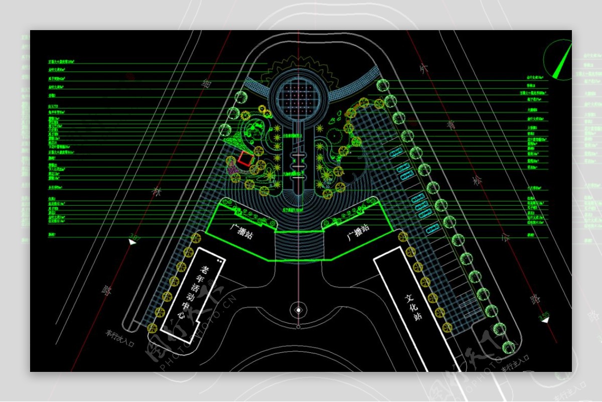 某广场绿化平面图图片