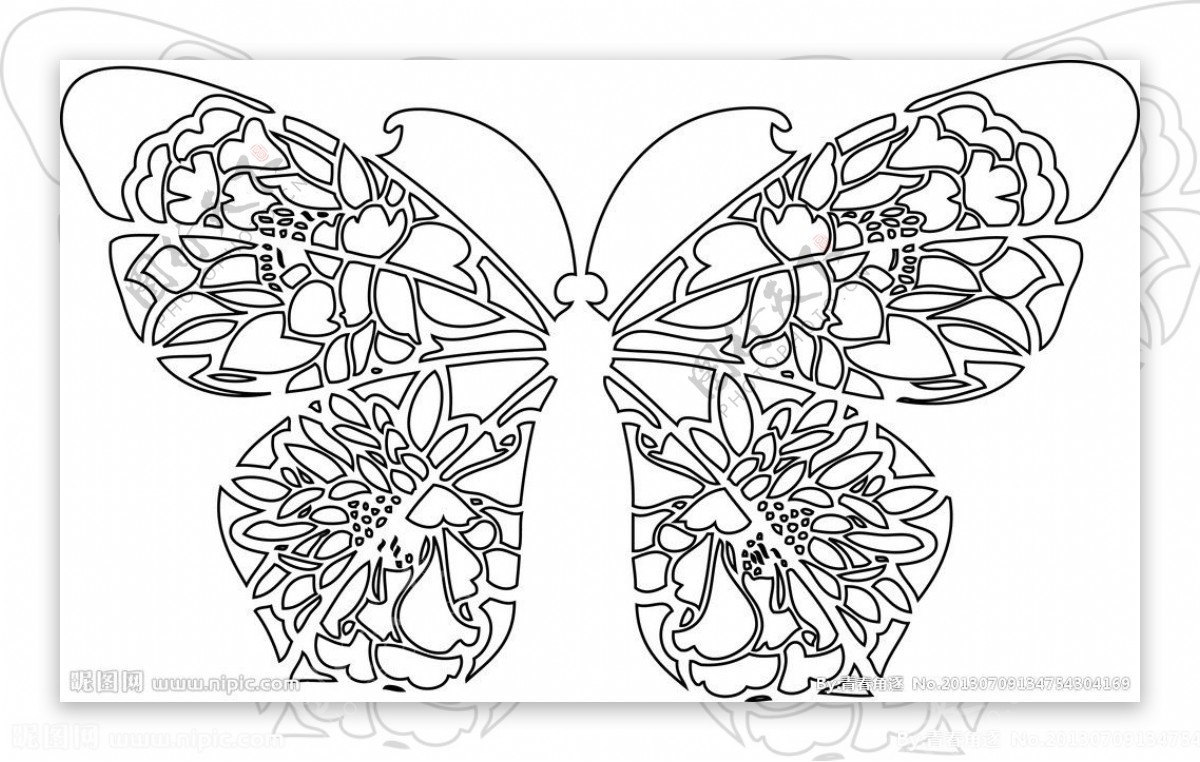 蝴蝶剪纸图案图片