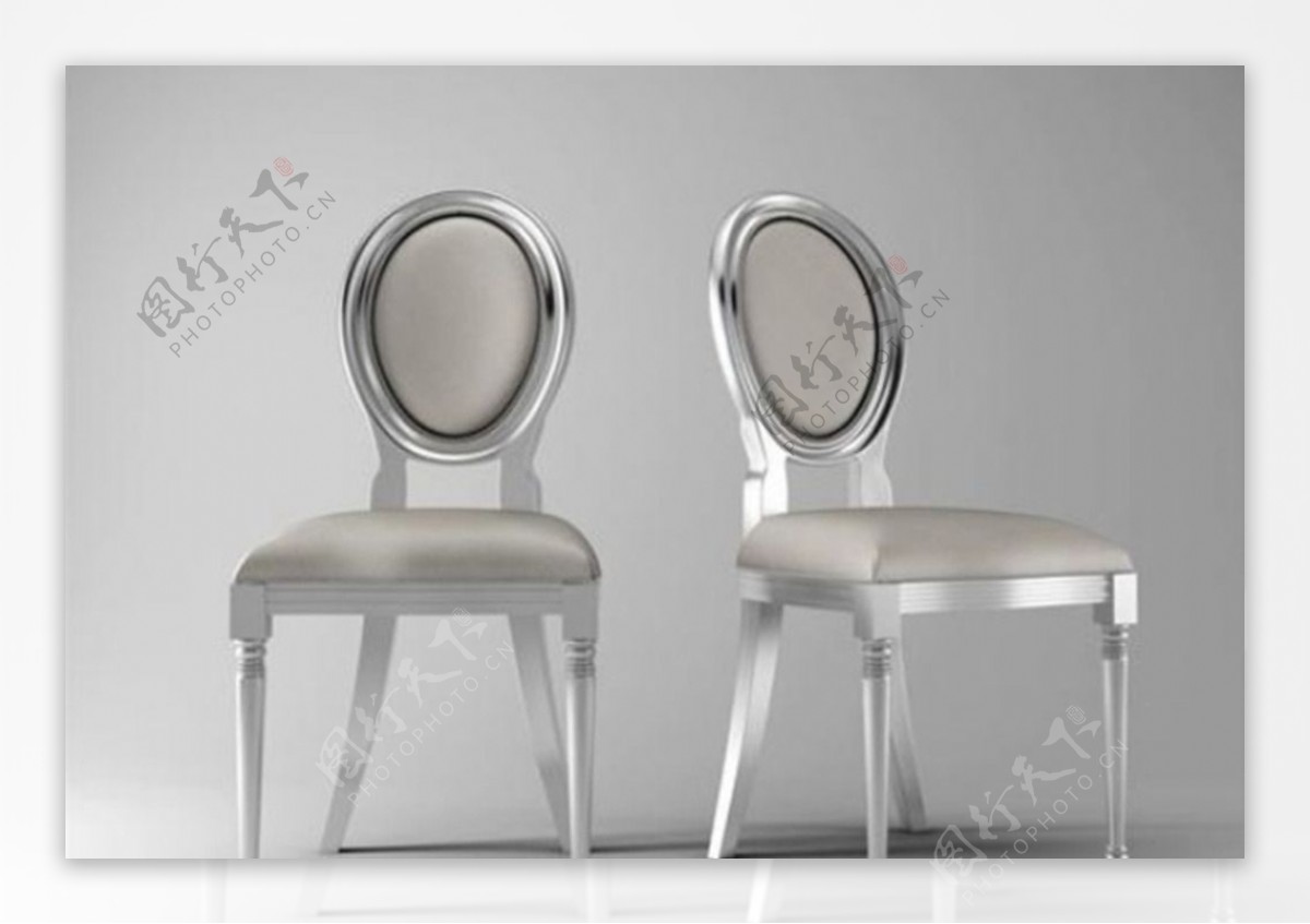 银色新古典单椅模型图片