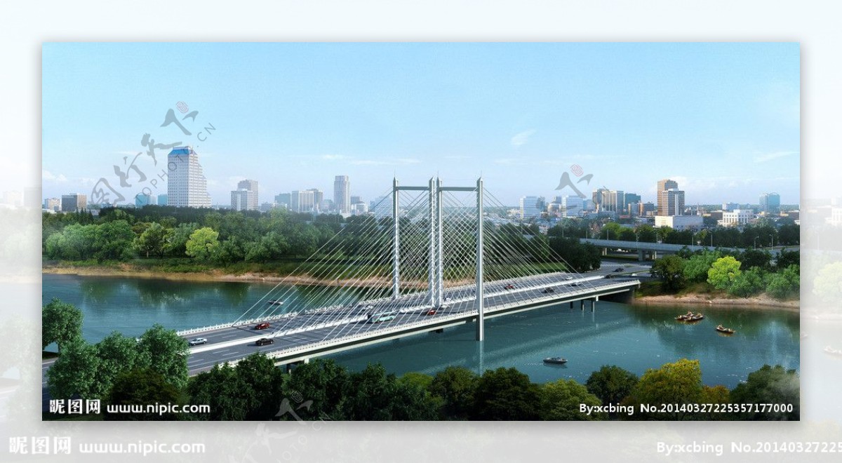 斜拉桥效果图图片