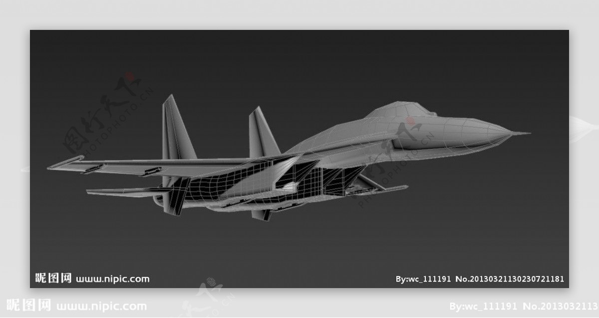 歼11战斗机3D模型图片