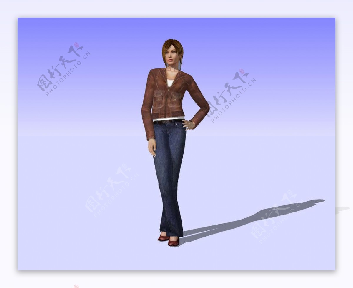 美女站式3d模型图片