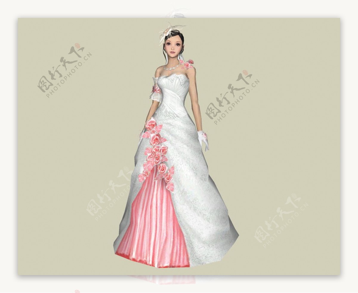 美女婚纱3D模型图片