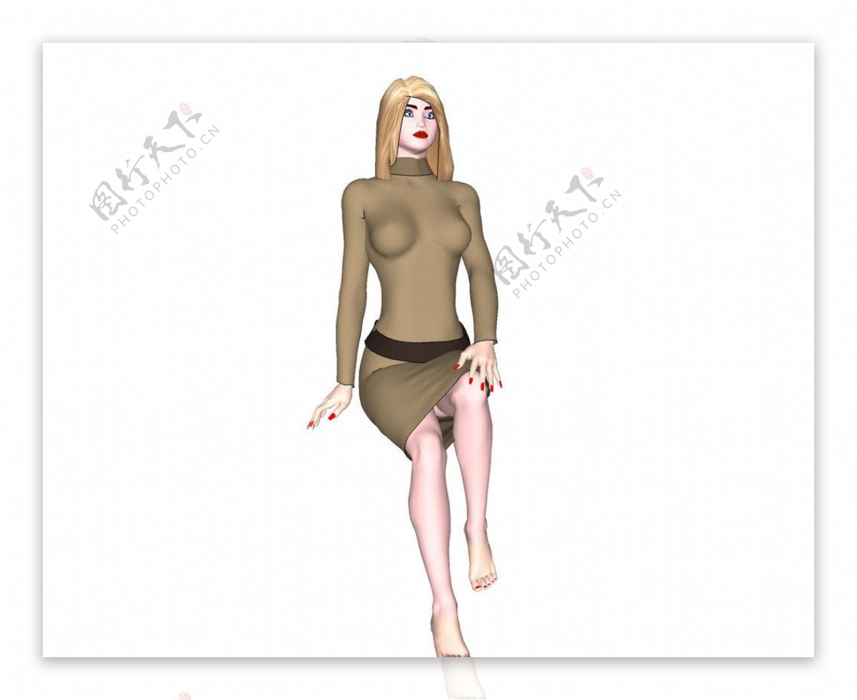 美女坐式3d模型衣服可换图片