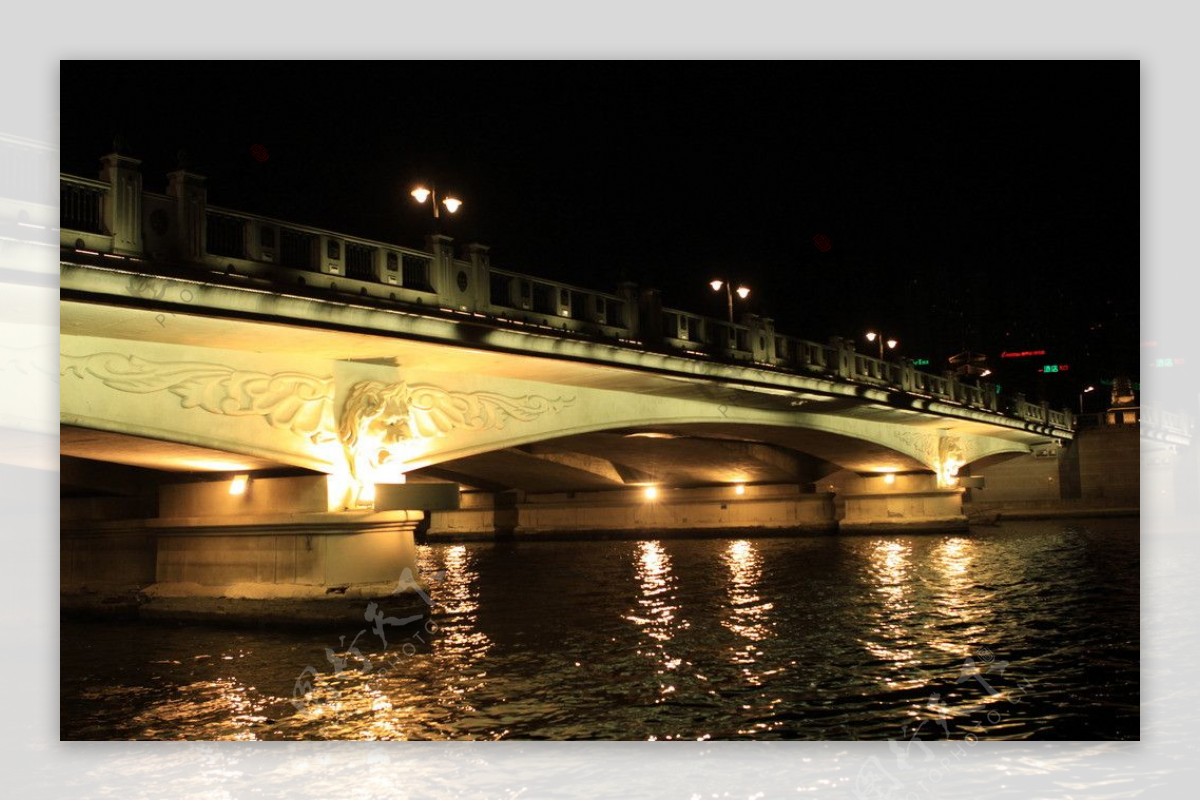天津海河狮子林桥夜景图片