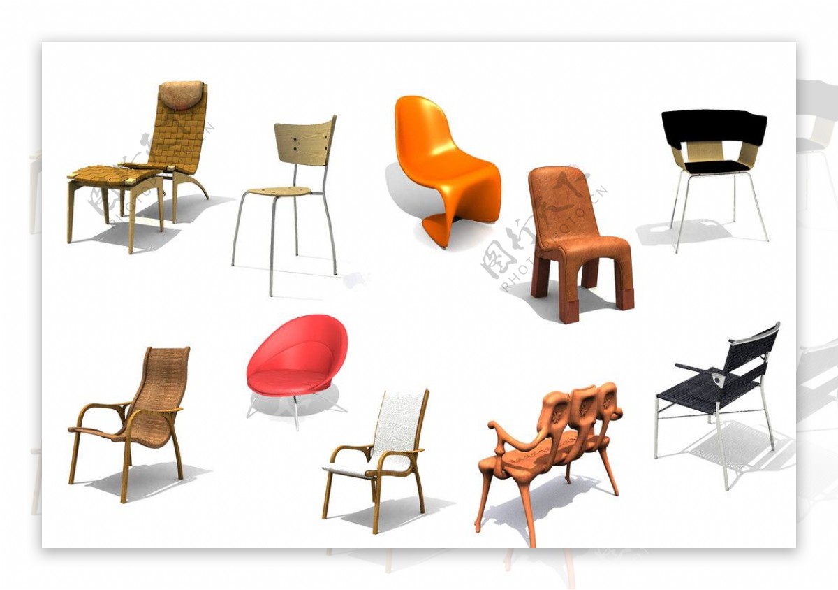 3D模型时尚椅子抠图不细图片