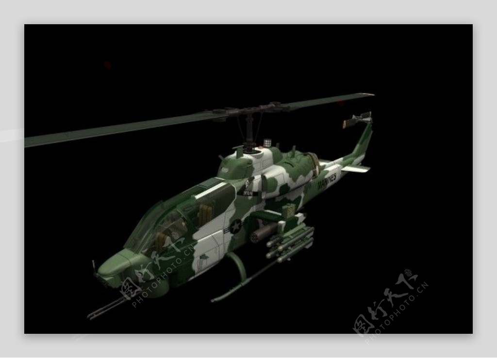AH1W武装直升机3D模型图片