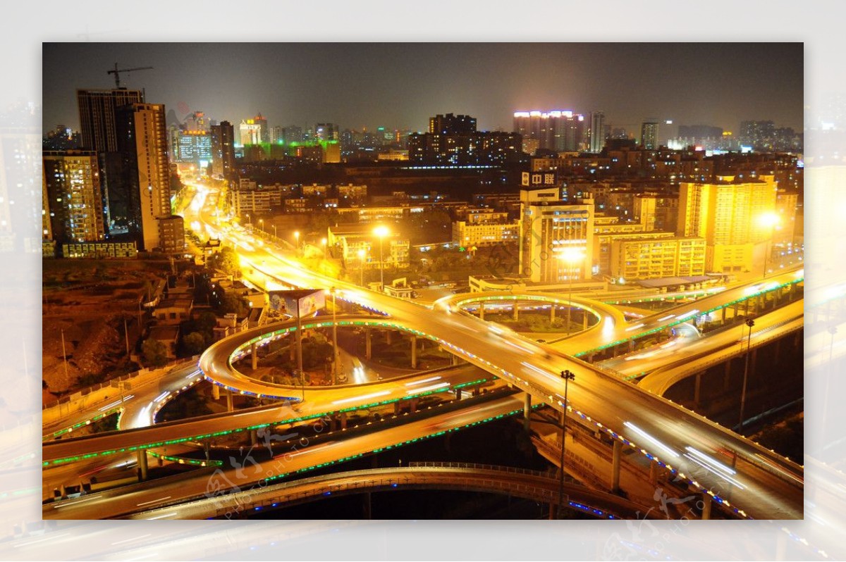 长沙浦沅立交桥夜景摄影图片