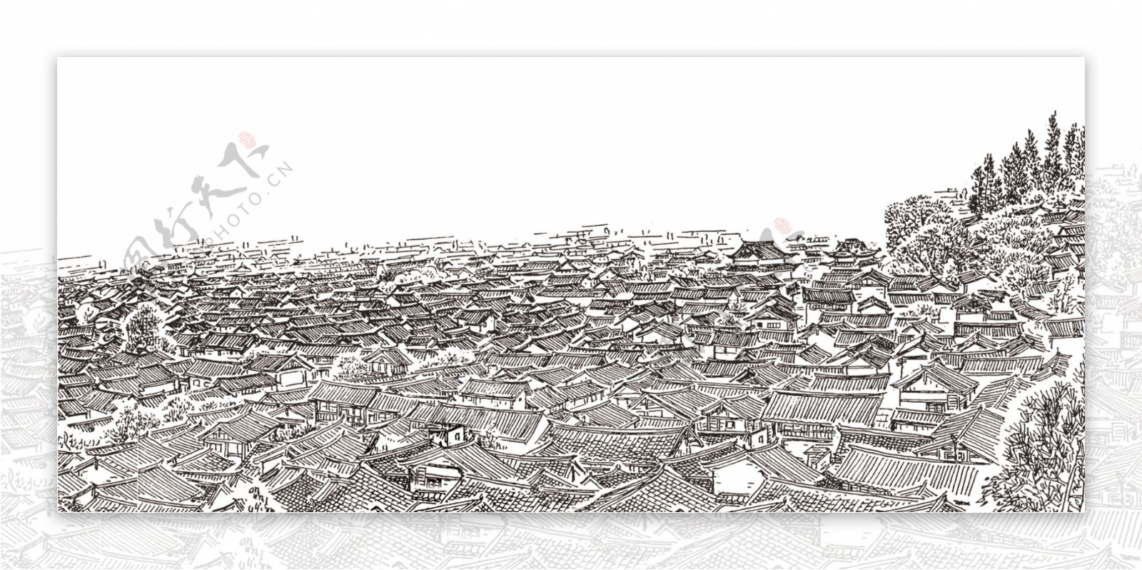 丽江古城之瓦房合层图片
