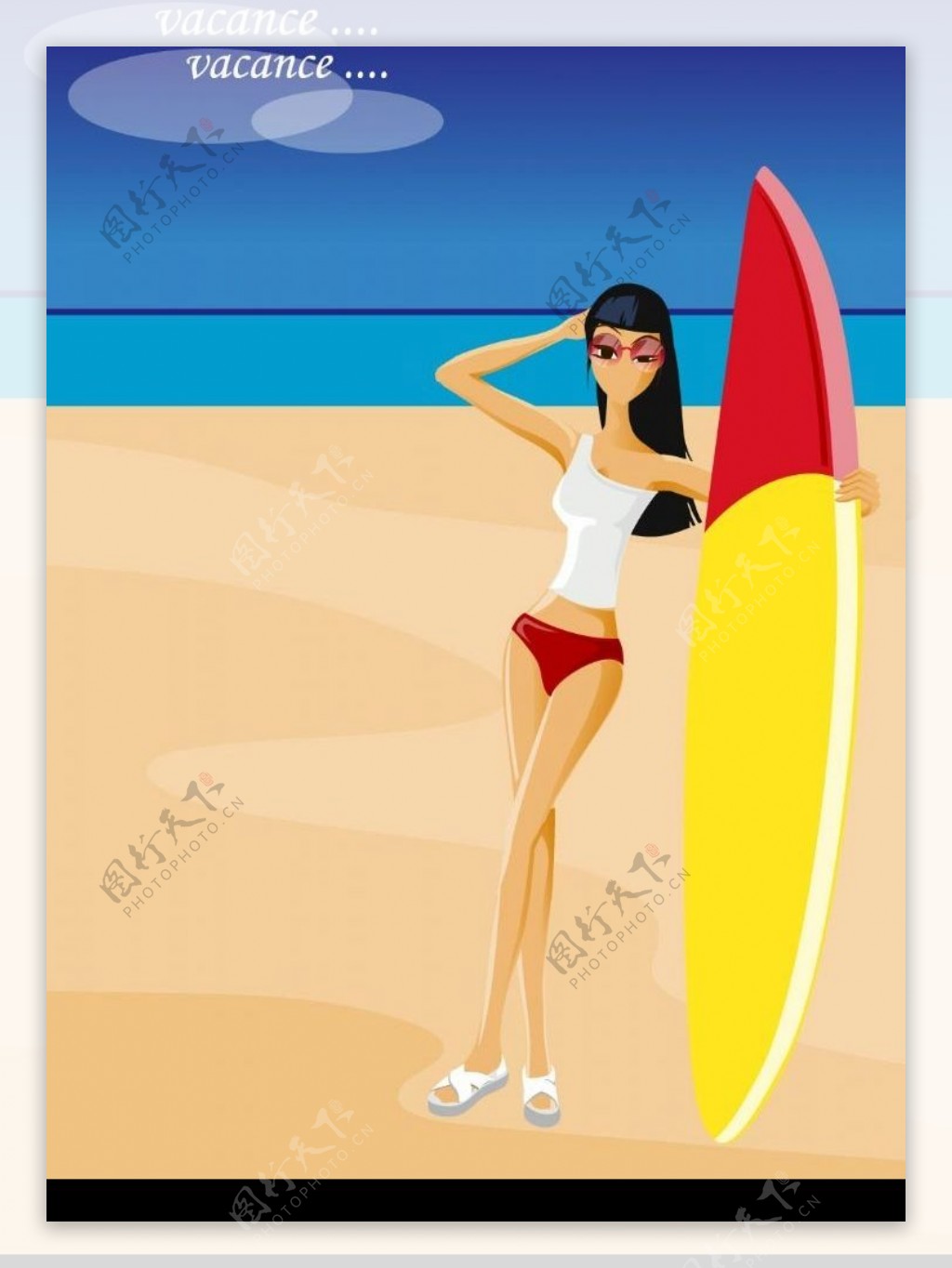 海边冲浪的女人图片