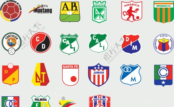 全球2487个足球俱乐部球队标志哥伦比亚图片