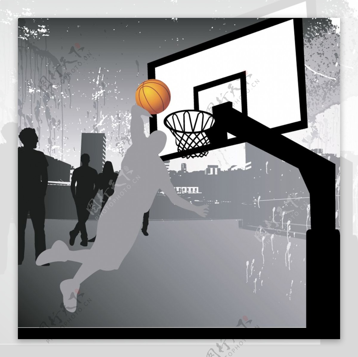 街头篮球球架人物图片