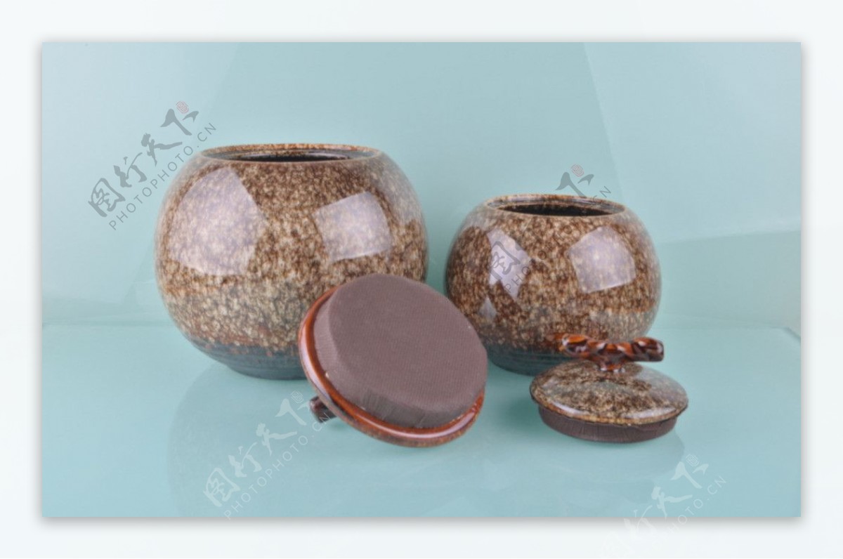 窑变花釉陶瓷茶叶罐密图片