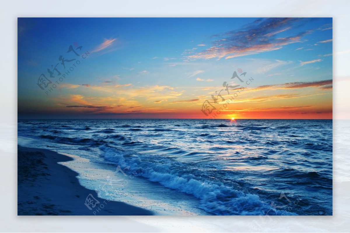 夕阳大海图片