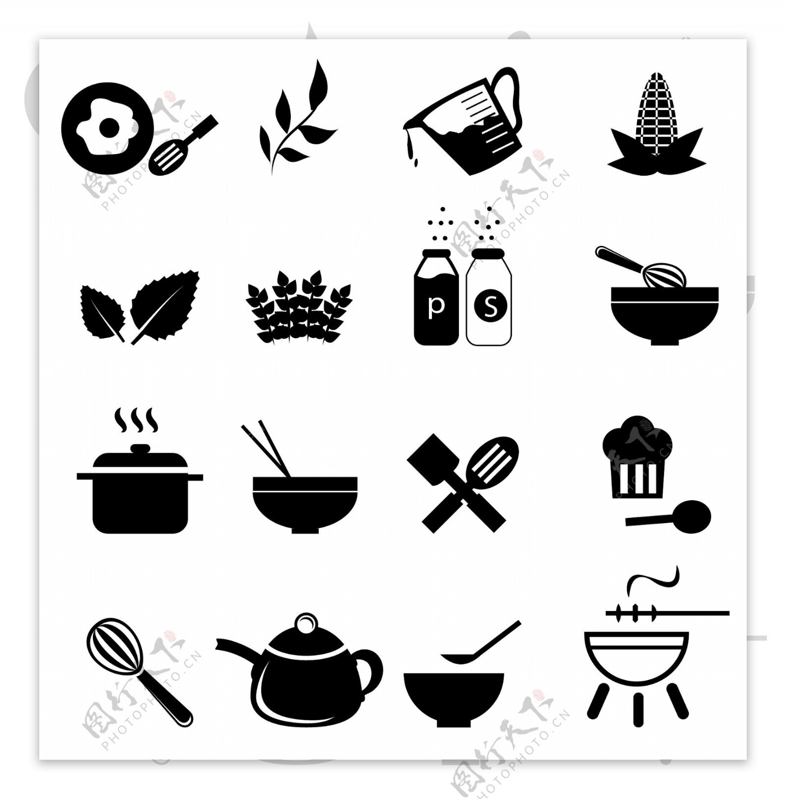 烹饪食材小图标图片