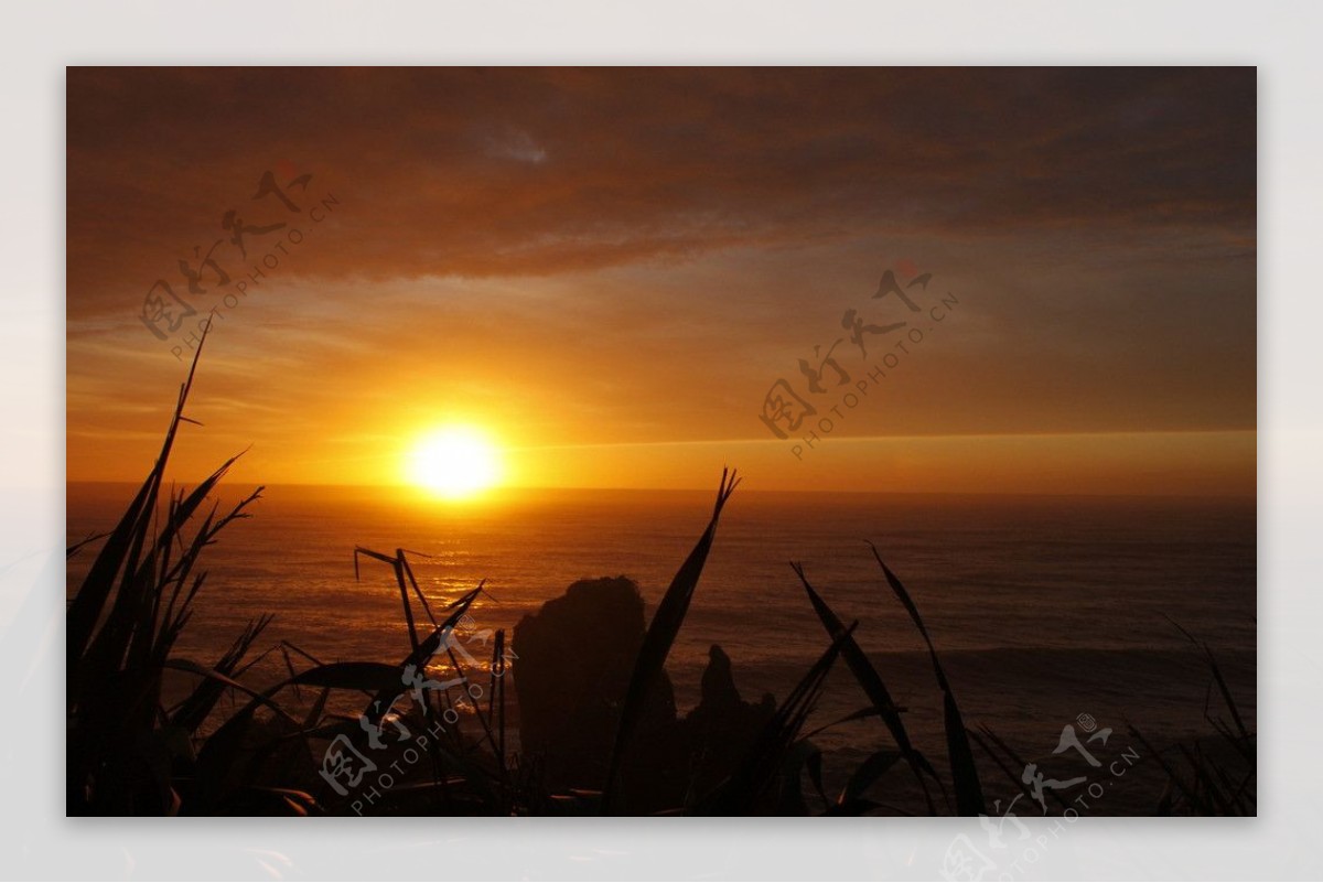 新西兰夕阳大海图片