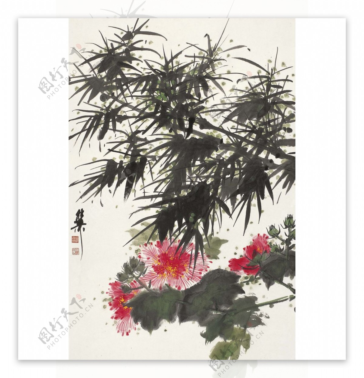 谢稚柳芙蓉佳竹图图片