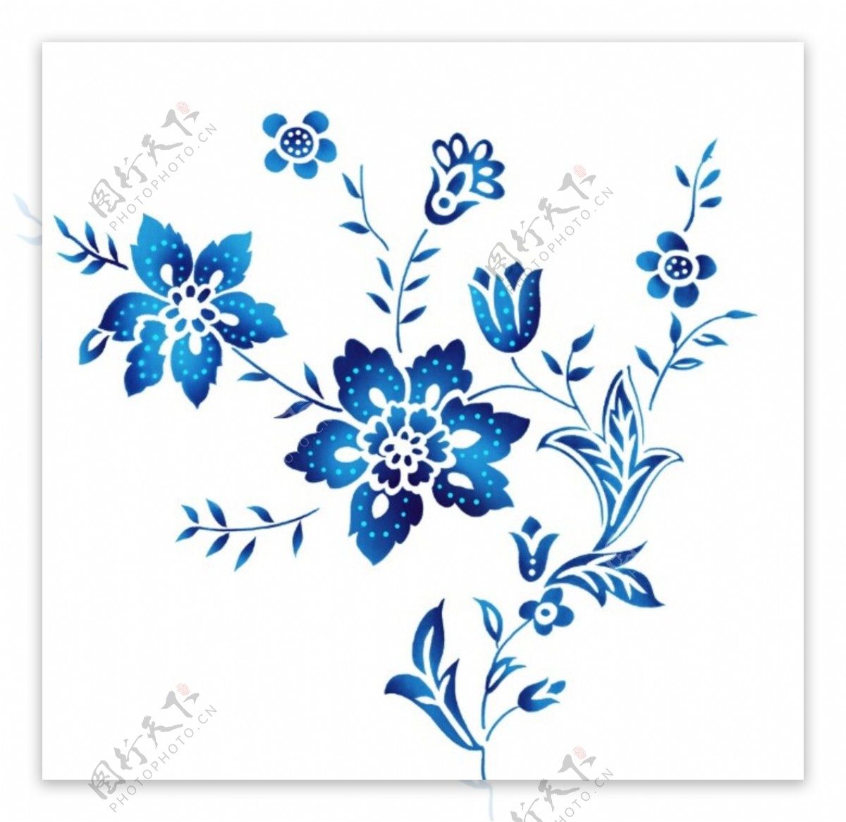 蓝色植物花纹图片