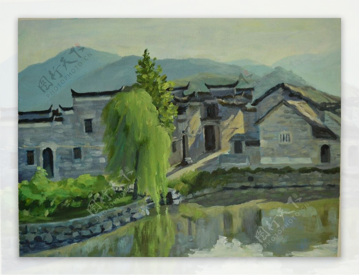 皖南风景油画图片