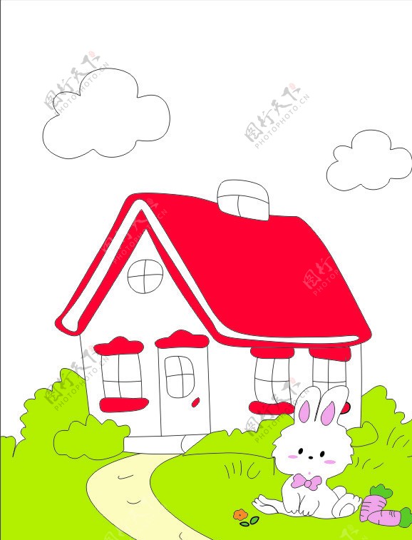 红房子小白兔图片