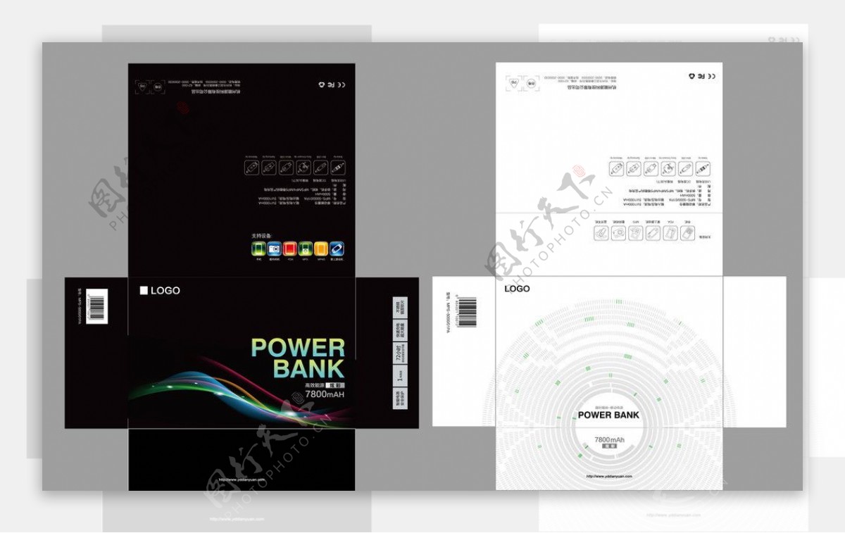 移动电源包装设计模版图片