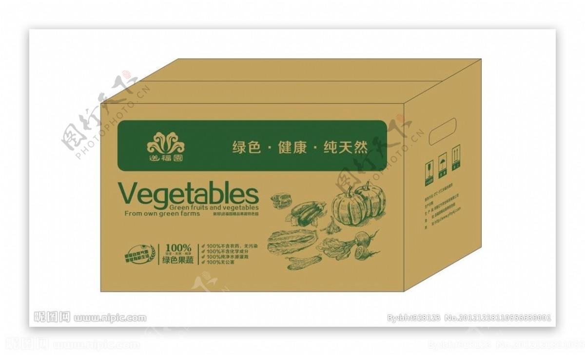 精品绿色蔬菜包装展开图效果图图片