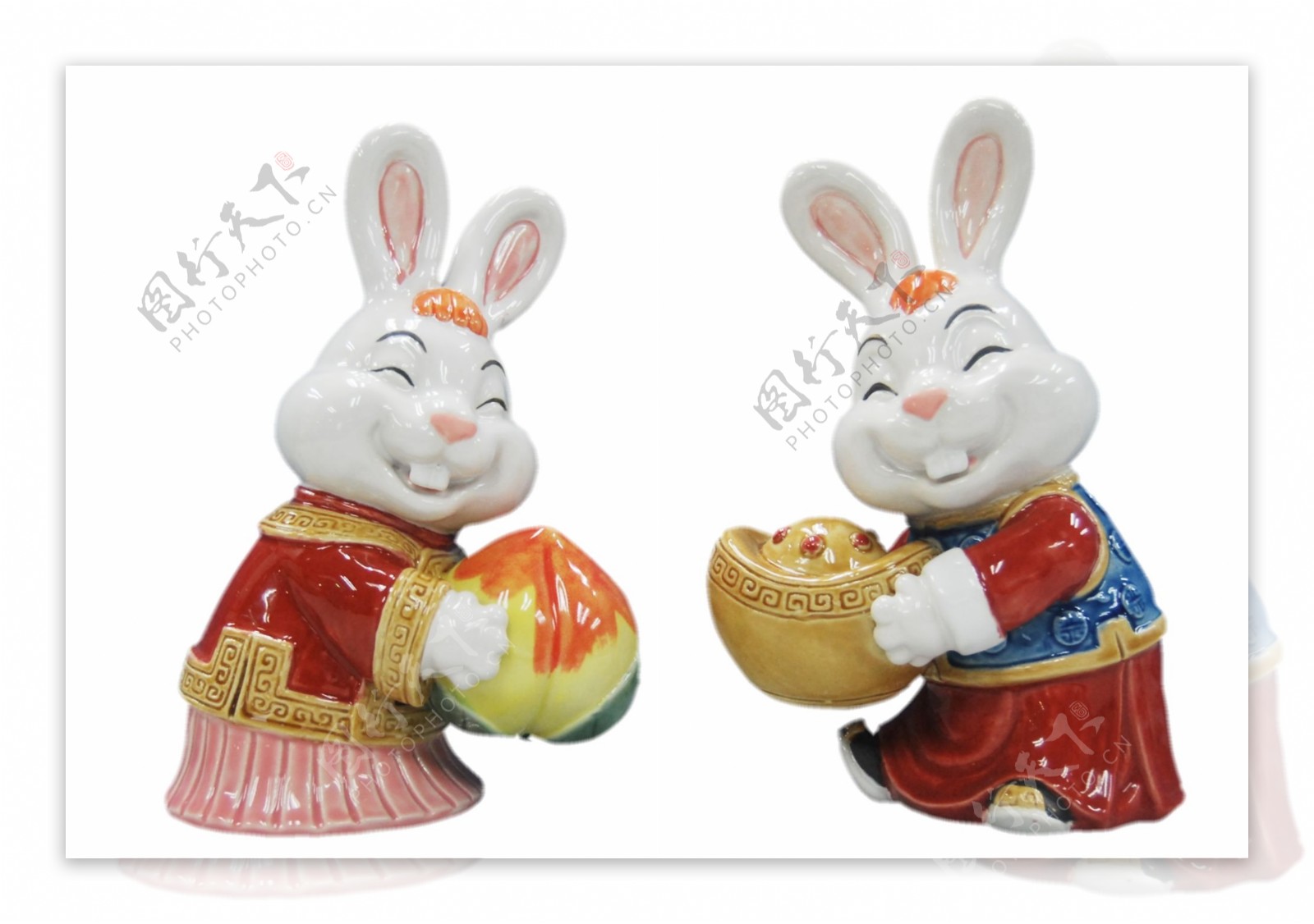 兔子瓷器福寿双全图片