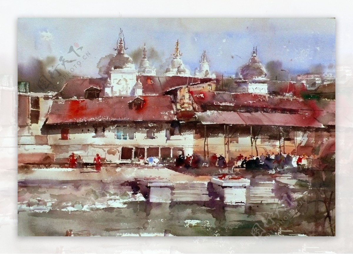 巴格马蒂河岸边印度庙图片