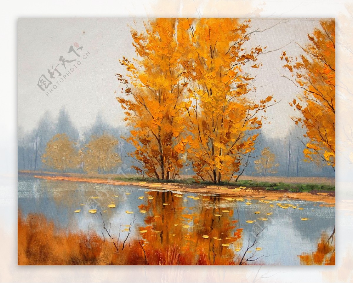 秋天风景油画图片素材-编号11729334-图行天下