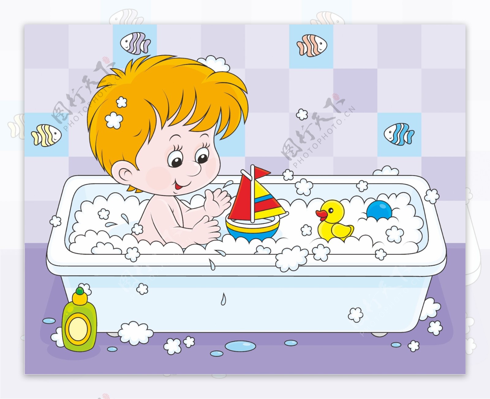 洗澡的小孩图片