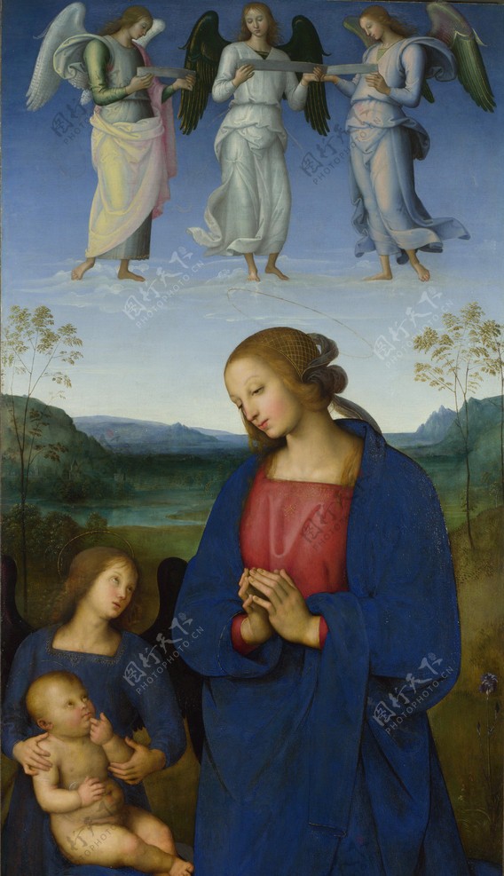 圣母圣婴与天使图片
