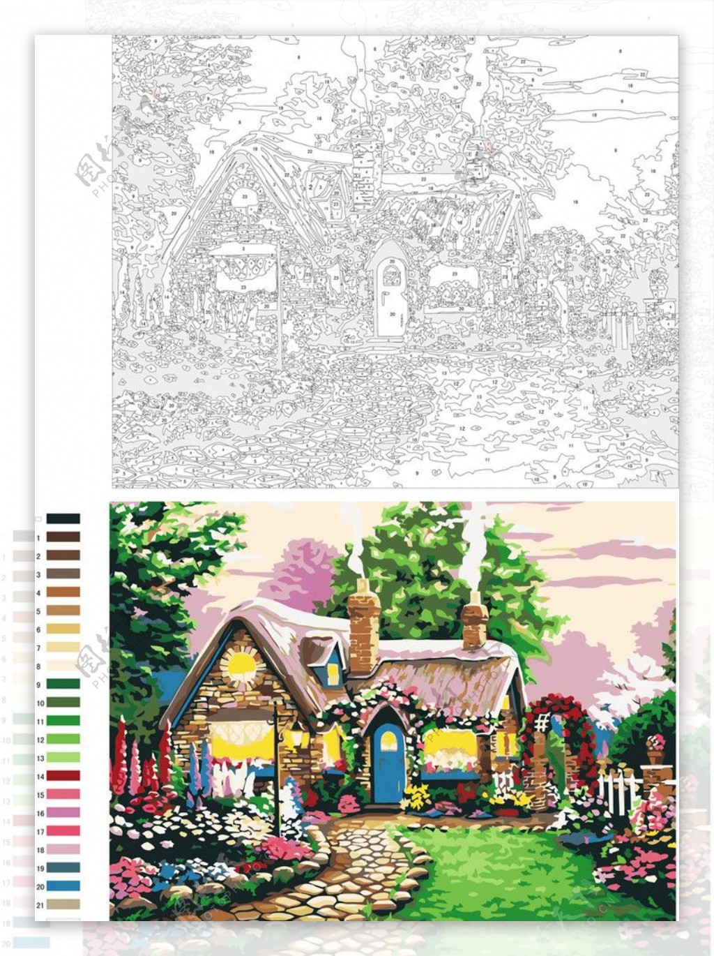 数字油画童话小屋图片