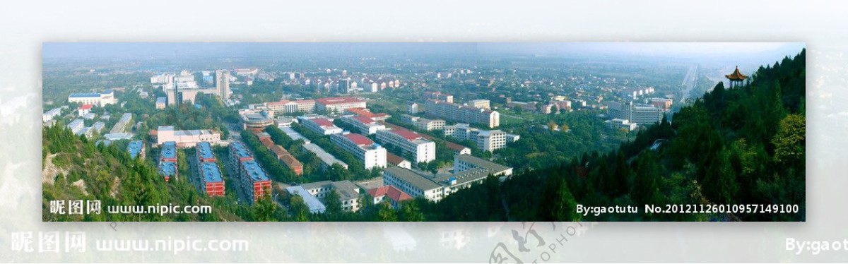 山西省中北大学二龙山俯瞰全景图图片