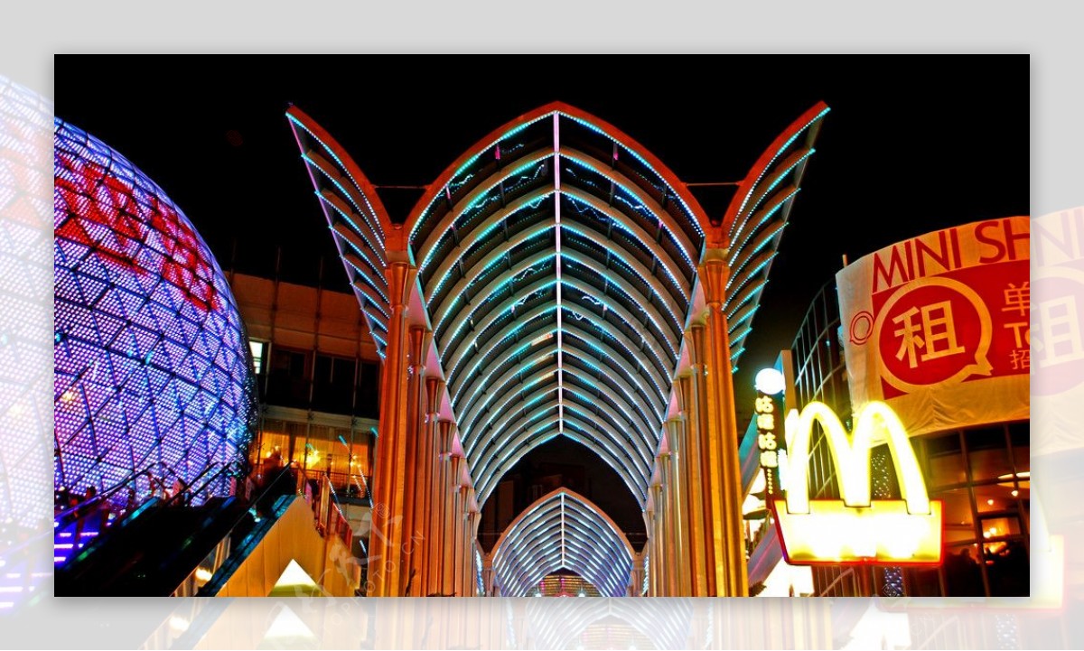 光谷步行街夜景图片