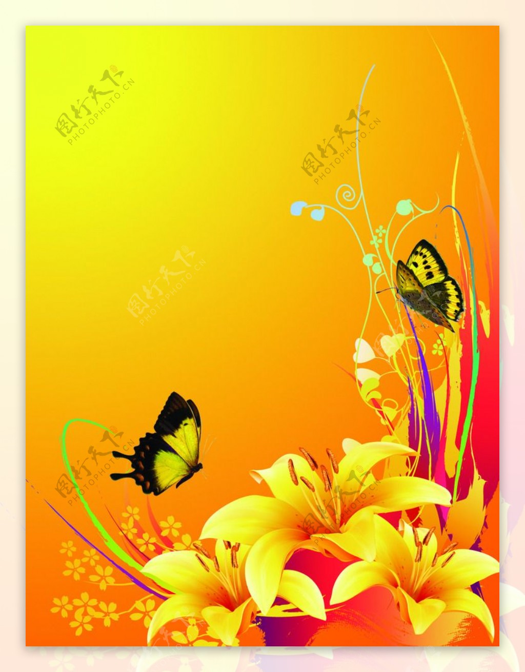 花卉蝴蝶背景图片