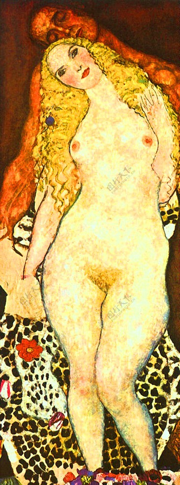 油画克里姆特亚当与夏娃图片