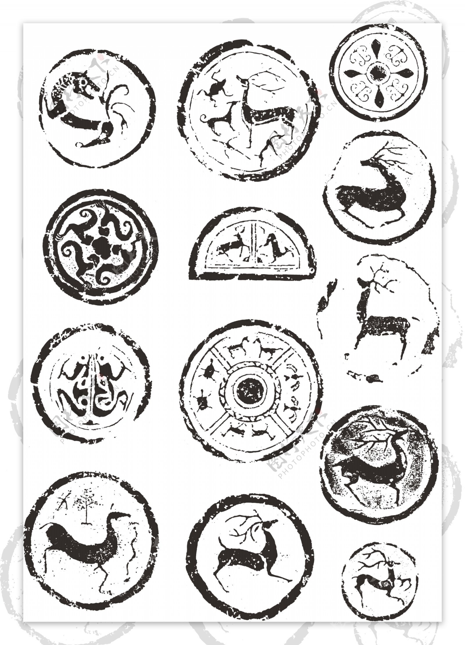 矢量古代动物图案图片
