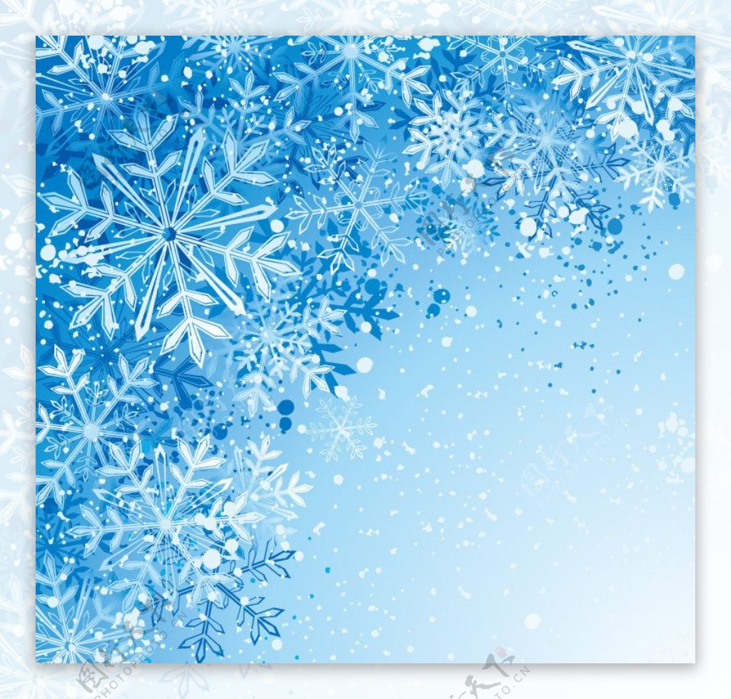 蓝色雪花背景图片