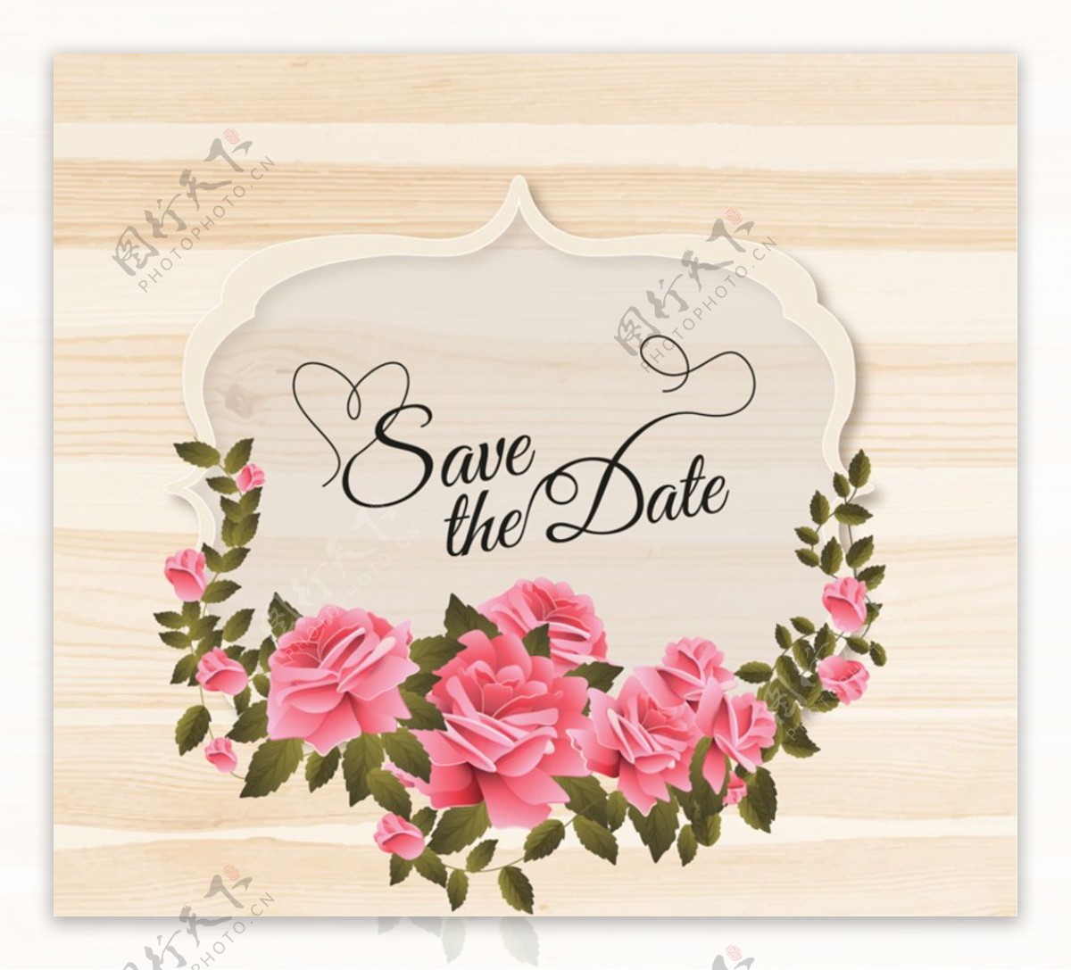 玫瑰花婚礼标签素材图片